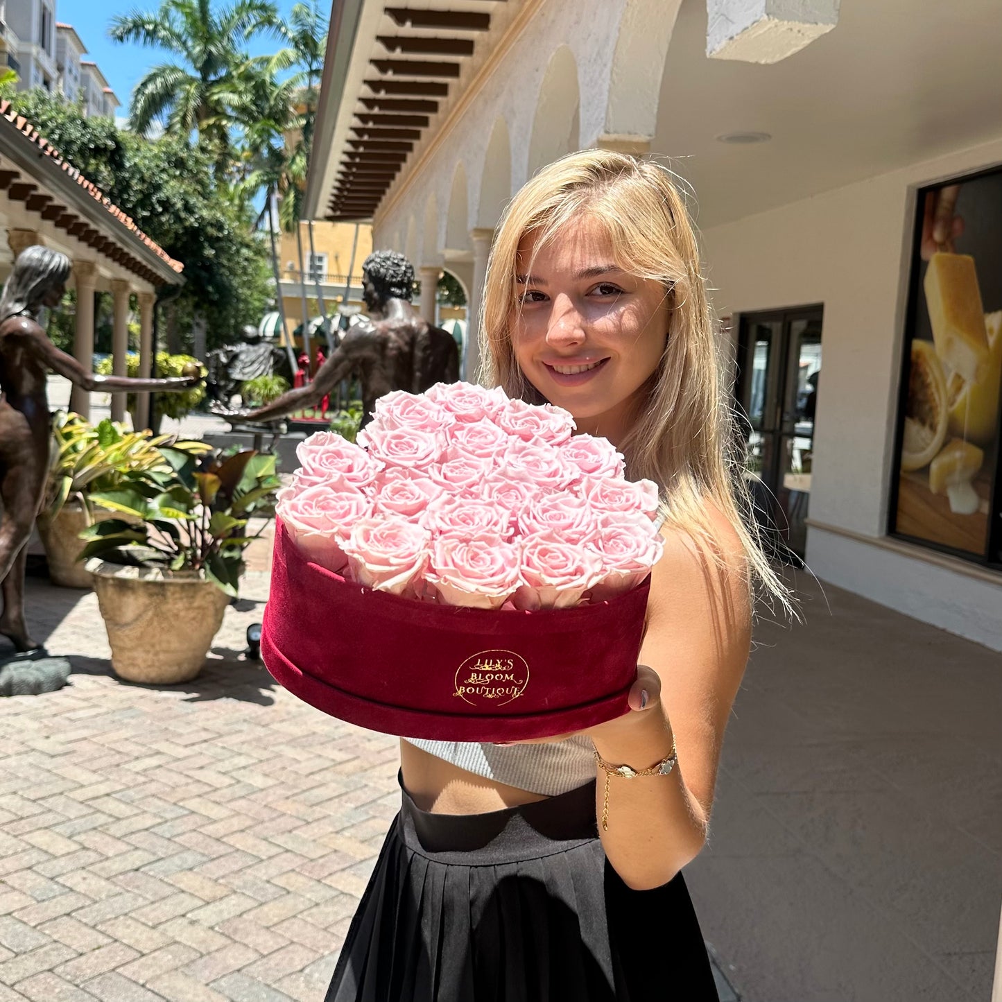 Pink Roses in Heart Shape Box