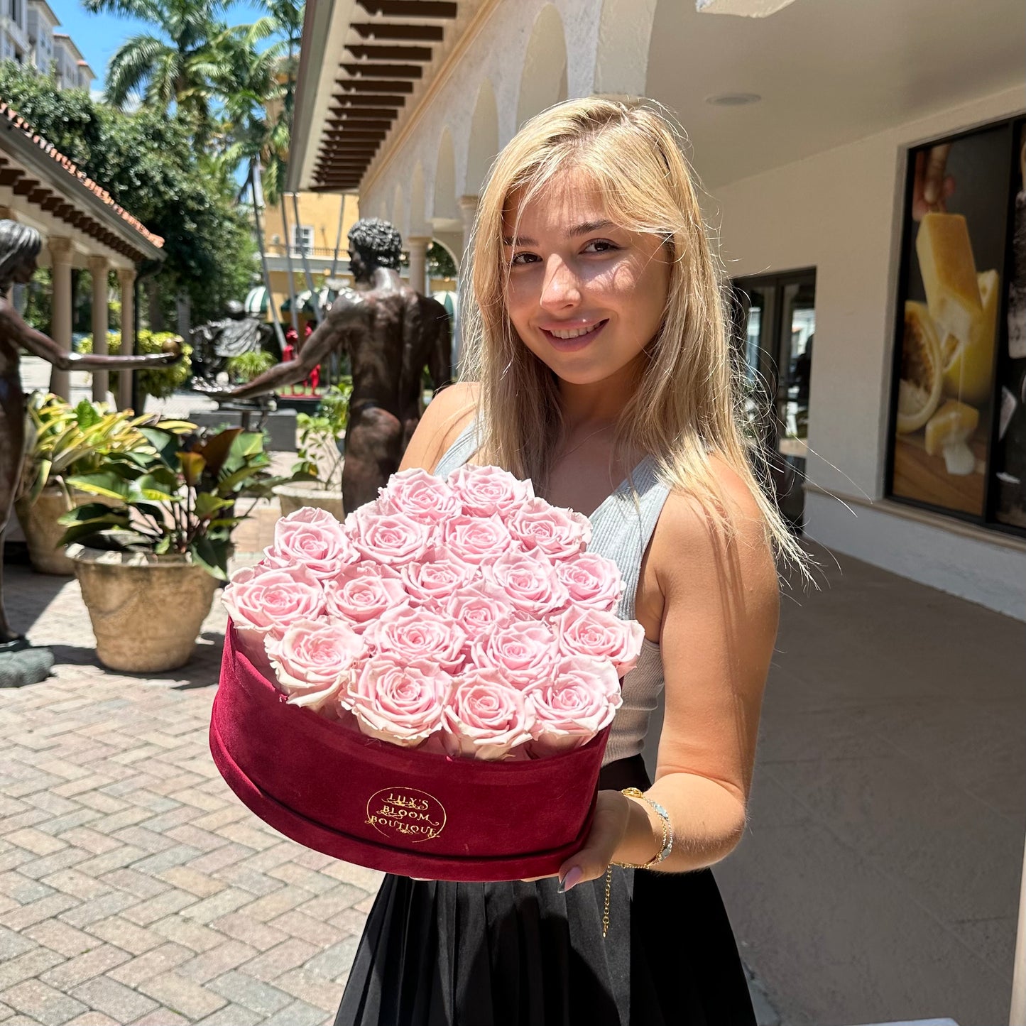 Pink Roses in Heart Shape Box