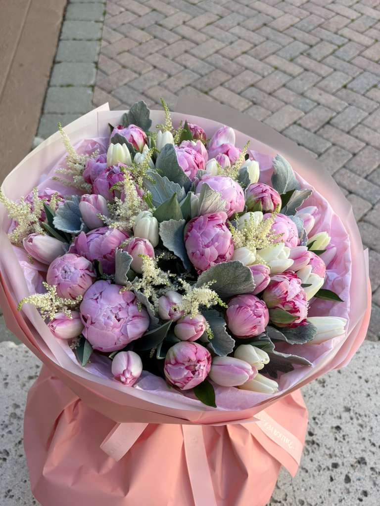 Fresh garden peonies bouquet