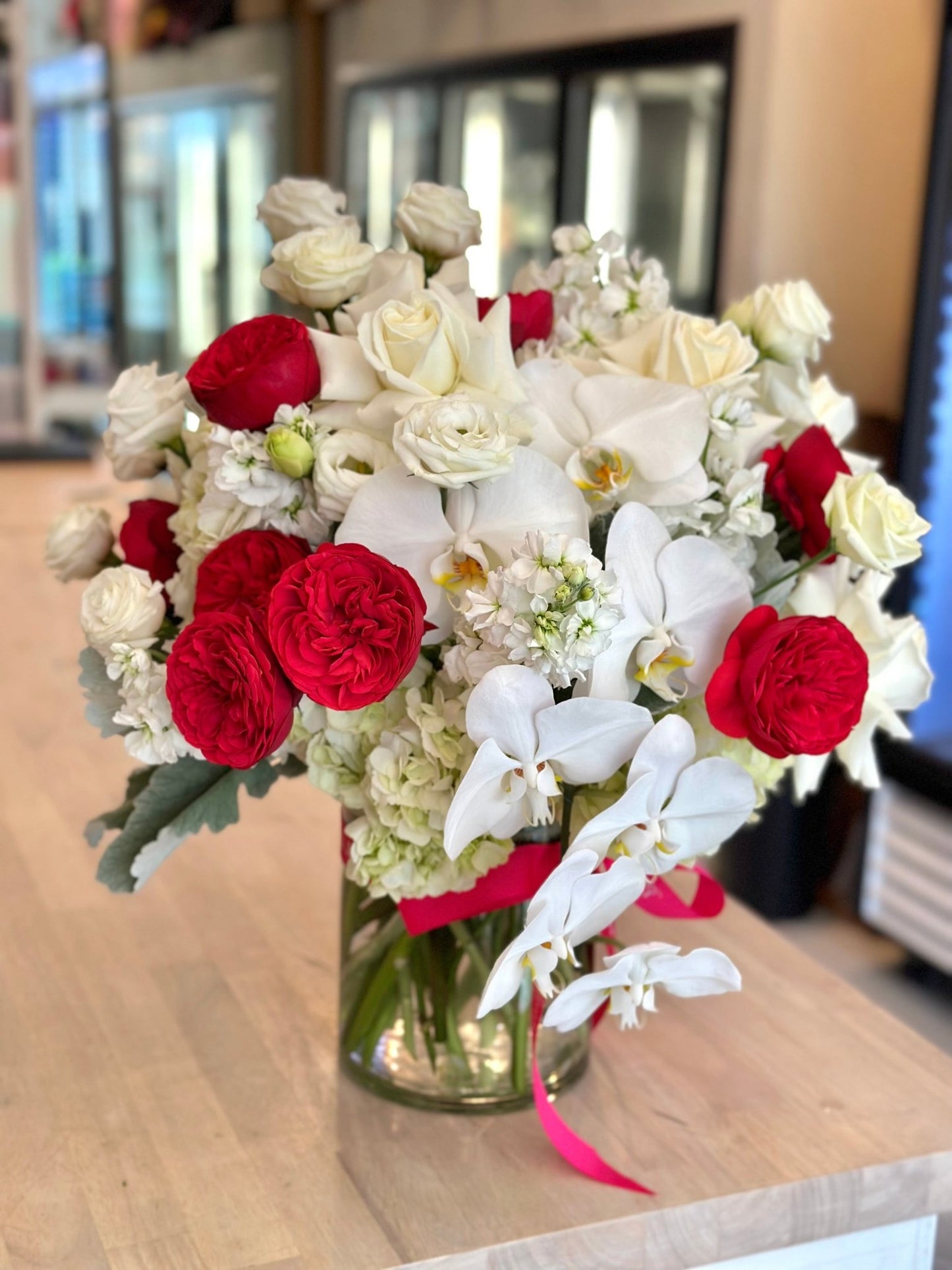 Garden Roses and Orchids Vase - Lily's Bloom Boutique