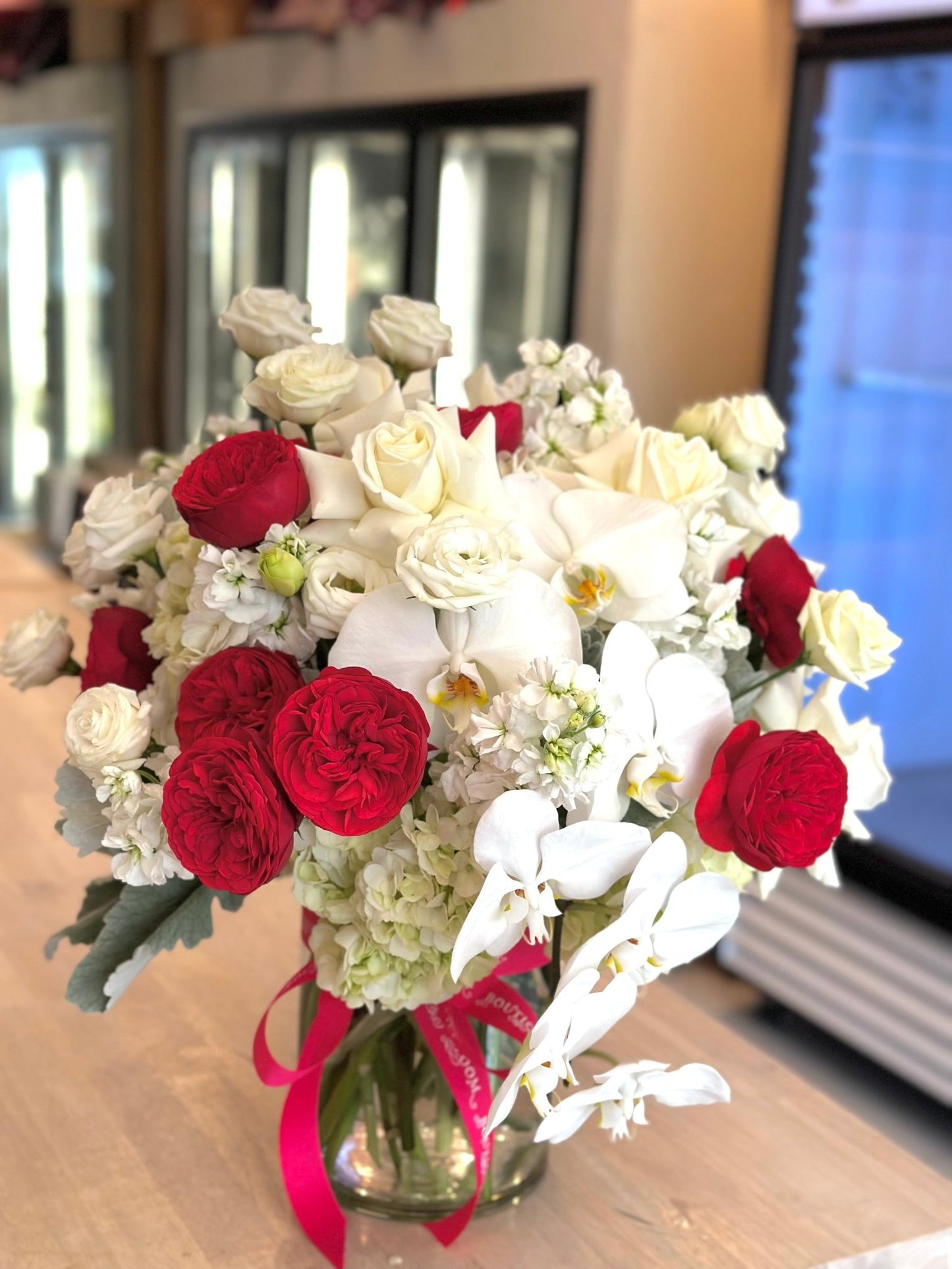 Garden Roses and Orchids Vase - Lily's Bloom Boutique