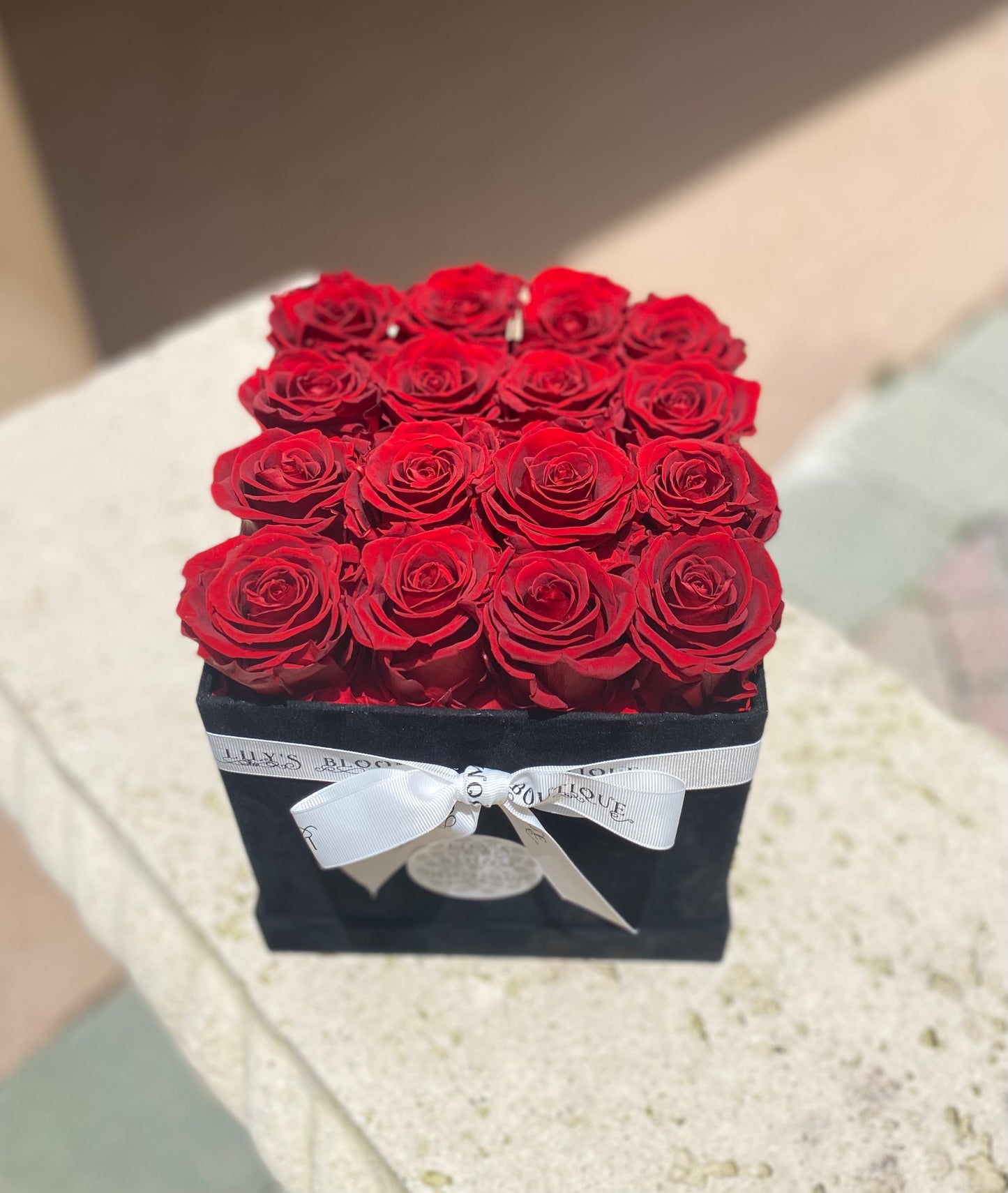 Red Preserved roses in Velvety box