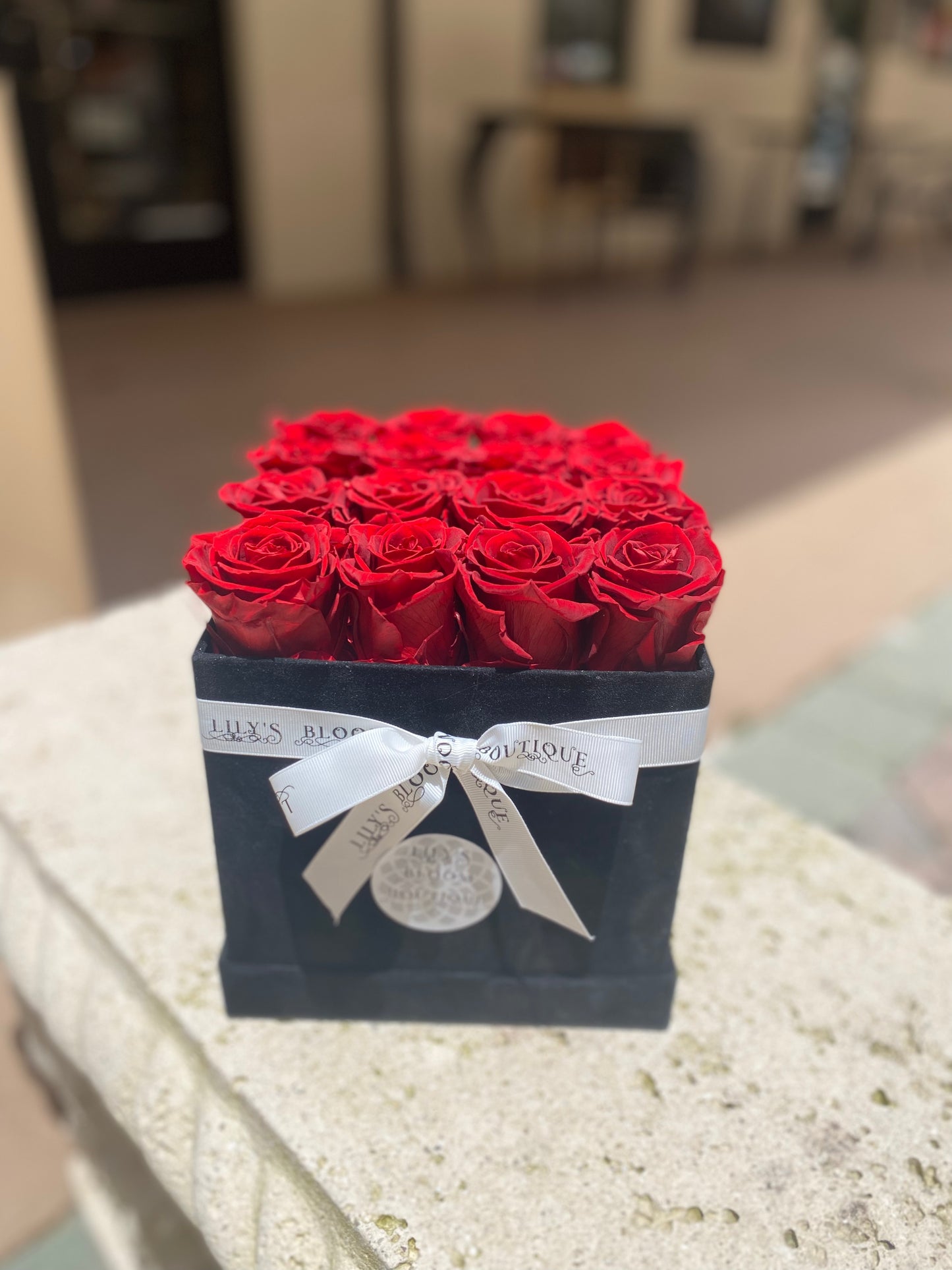 Red Preserved roses in Velvety box