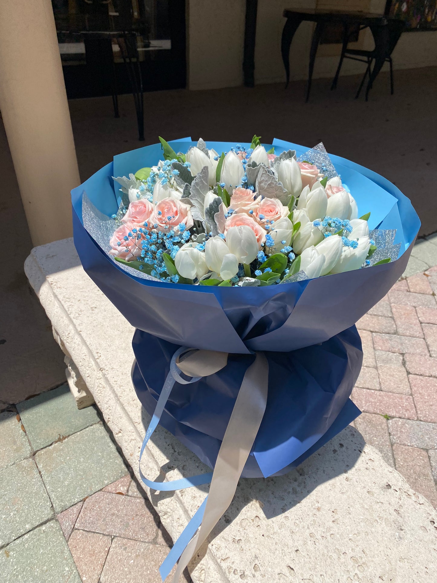 Blue Sky Tulips Bouquet