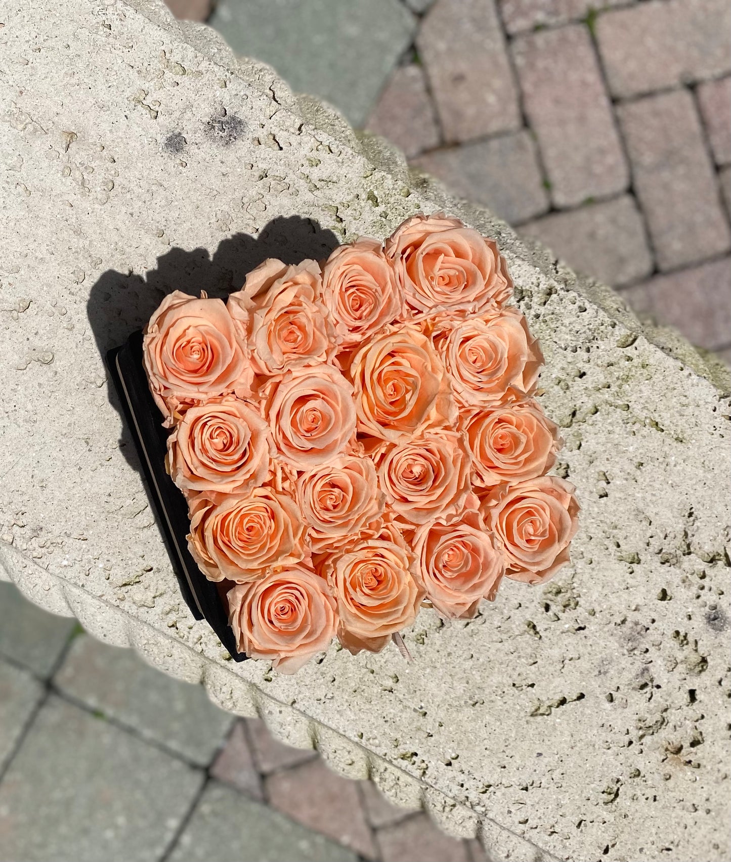 Peach Preserved Roses in Velvety box