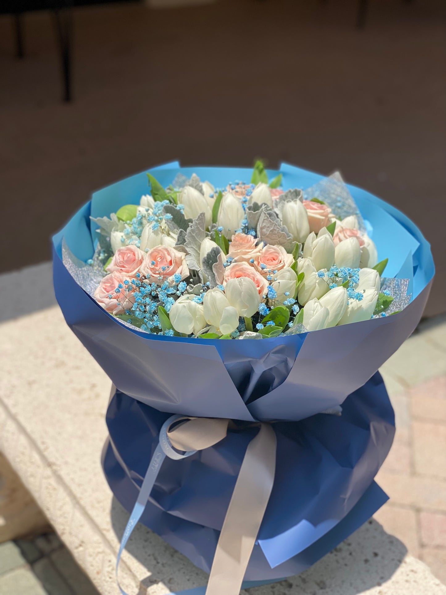 Blue Sky Tulips Bouquet