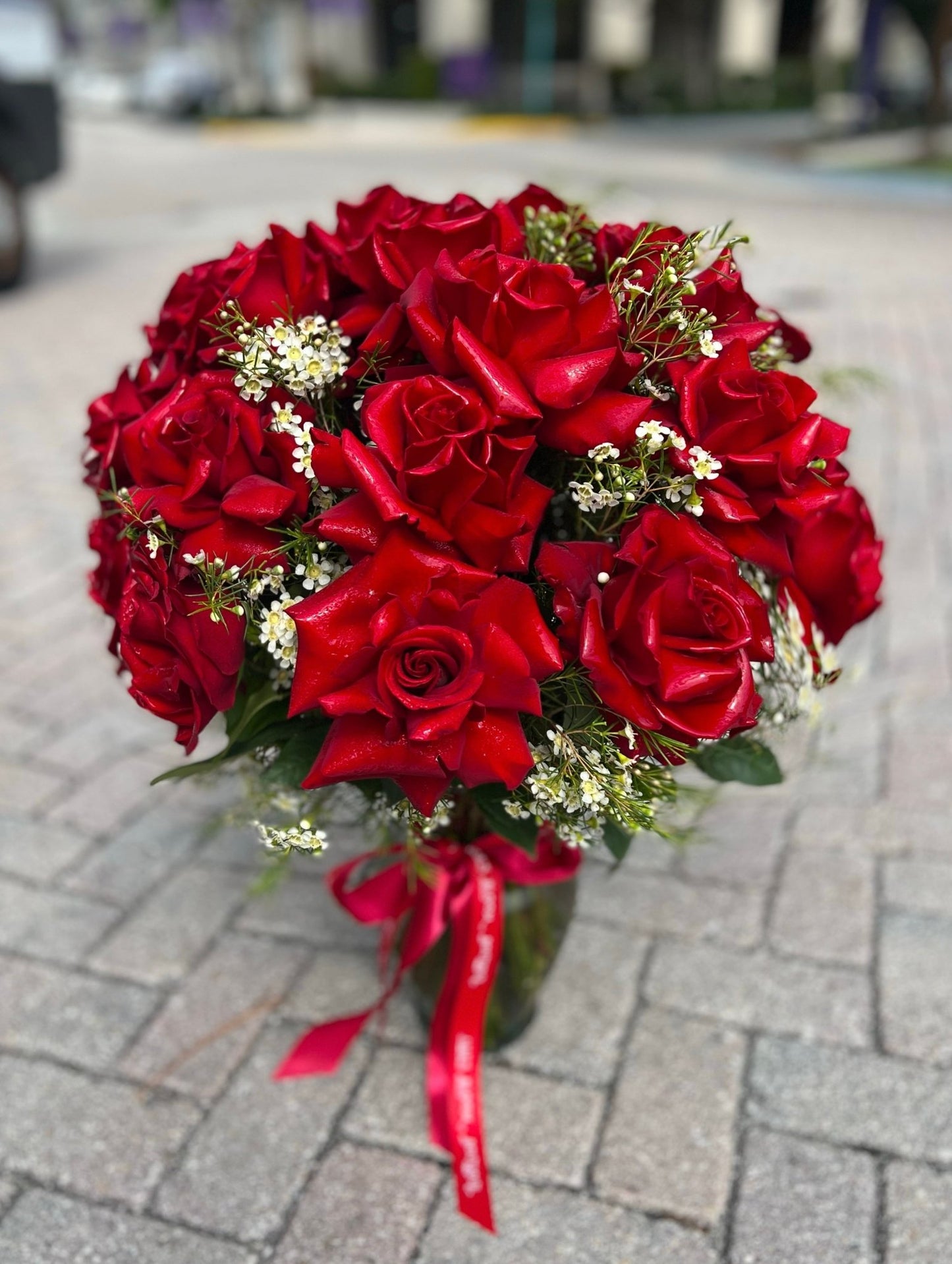 2 Dozen Red Roses in a Vase - Lily's Bloom Boutique