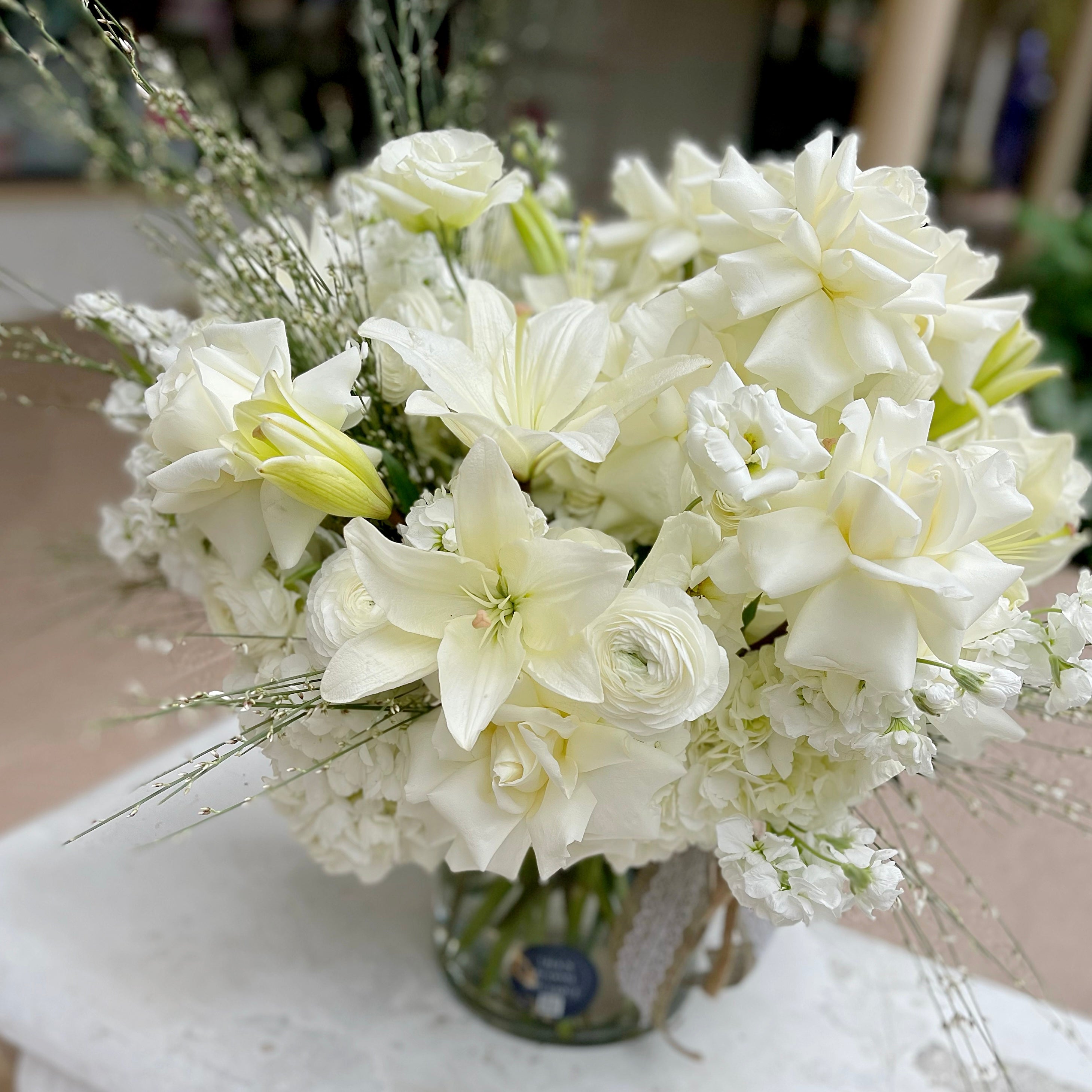 All white flower vase - Lily's Bloom Boutique