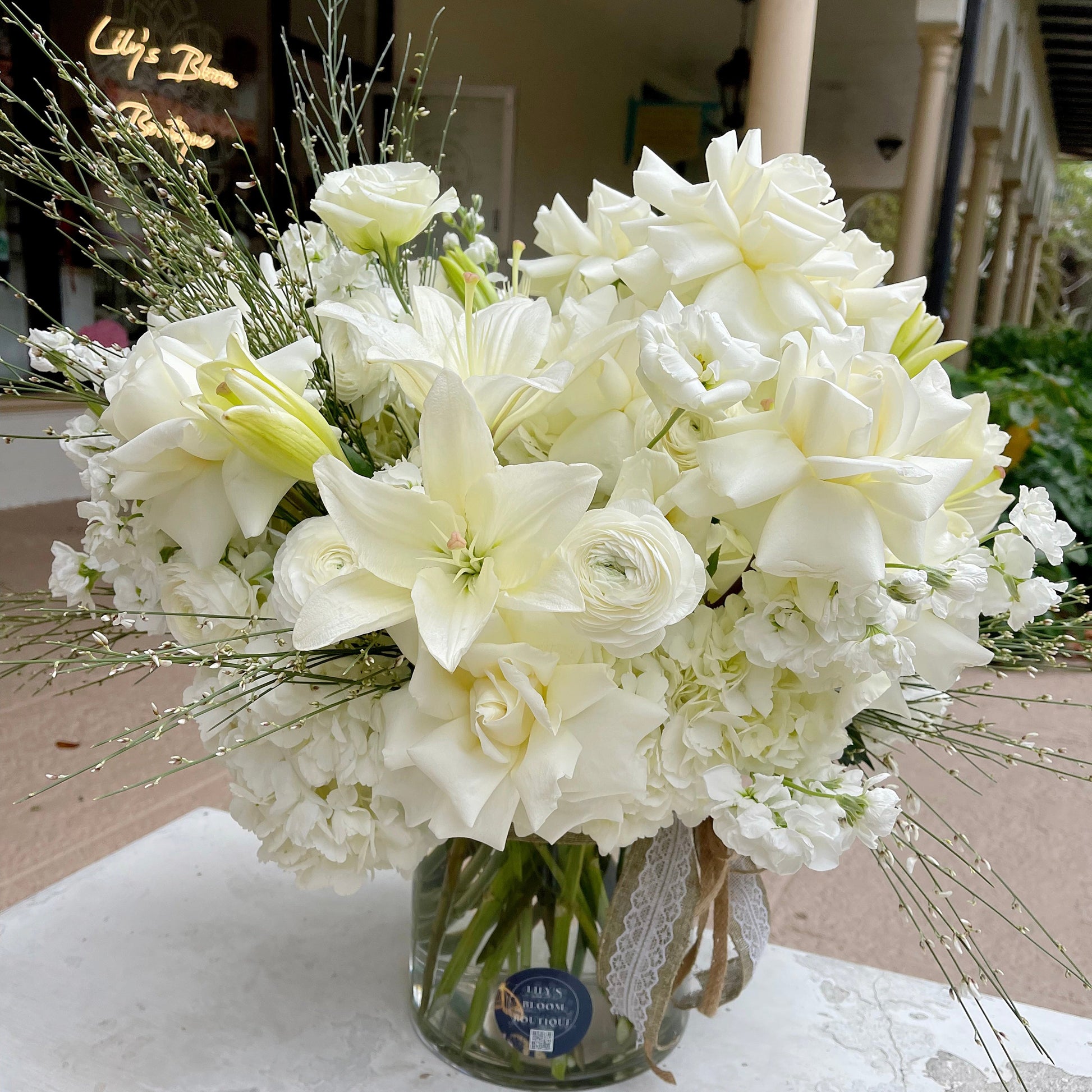 All white flower vase - Lily's Bloom Boutique