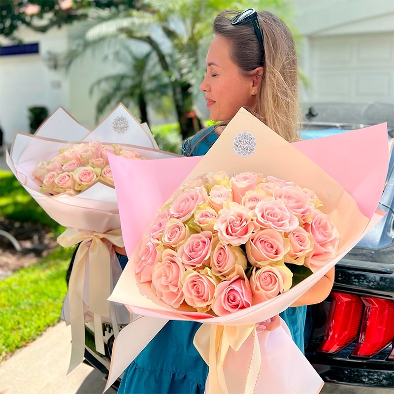 Classic Pink Roses Bouquet - Lily's Bloom Boutique