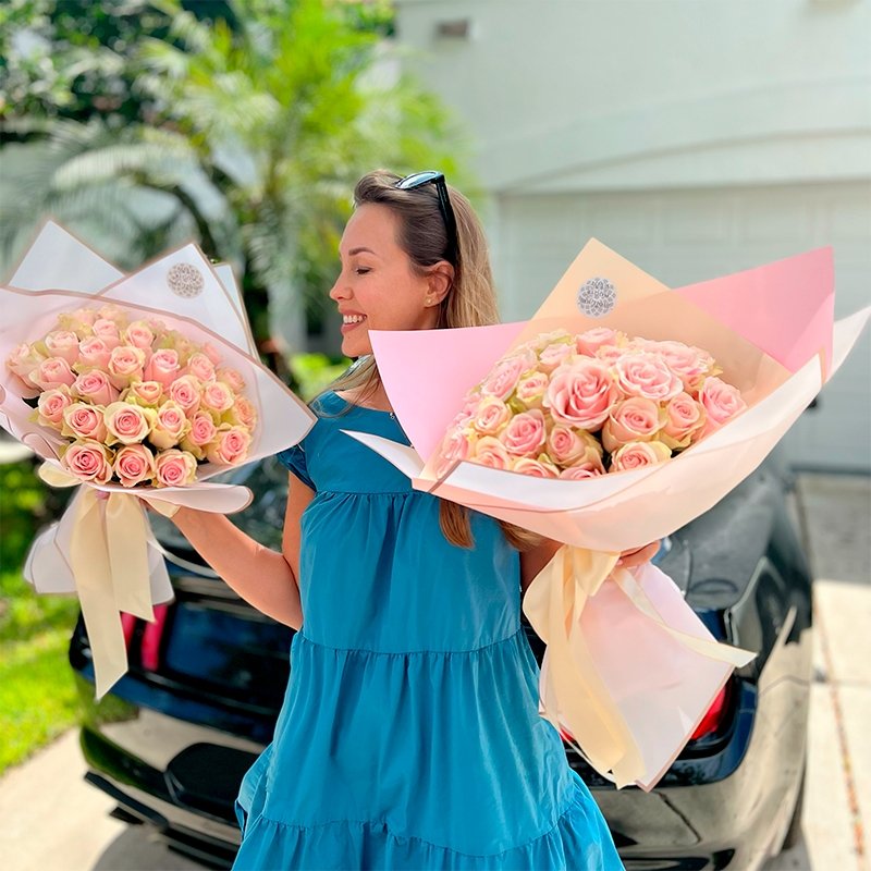 Classic Pink Roses Bouquet - Lily's Bloom Boutique