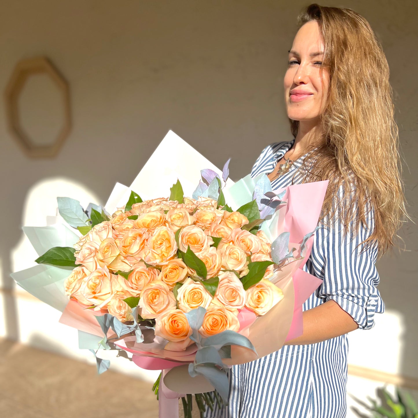 Pinky Peach 50 Roses Bouquet