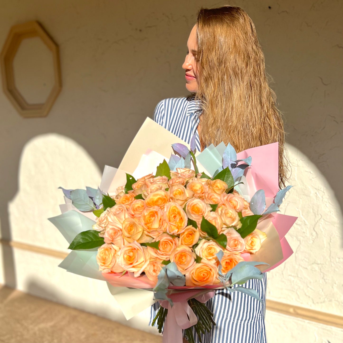 Pinky Peach 50 Roses Bouquet