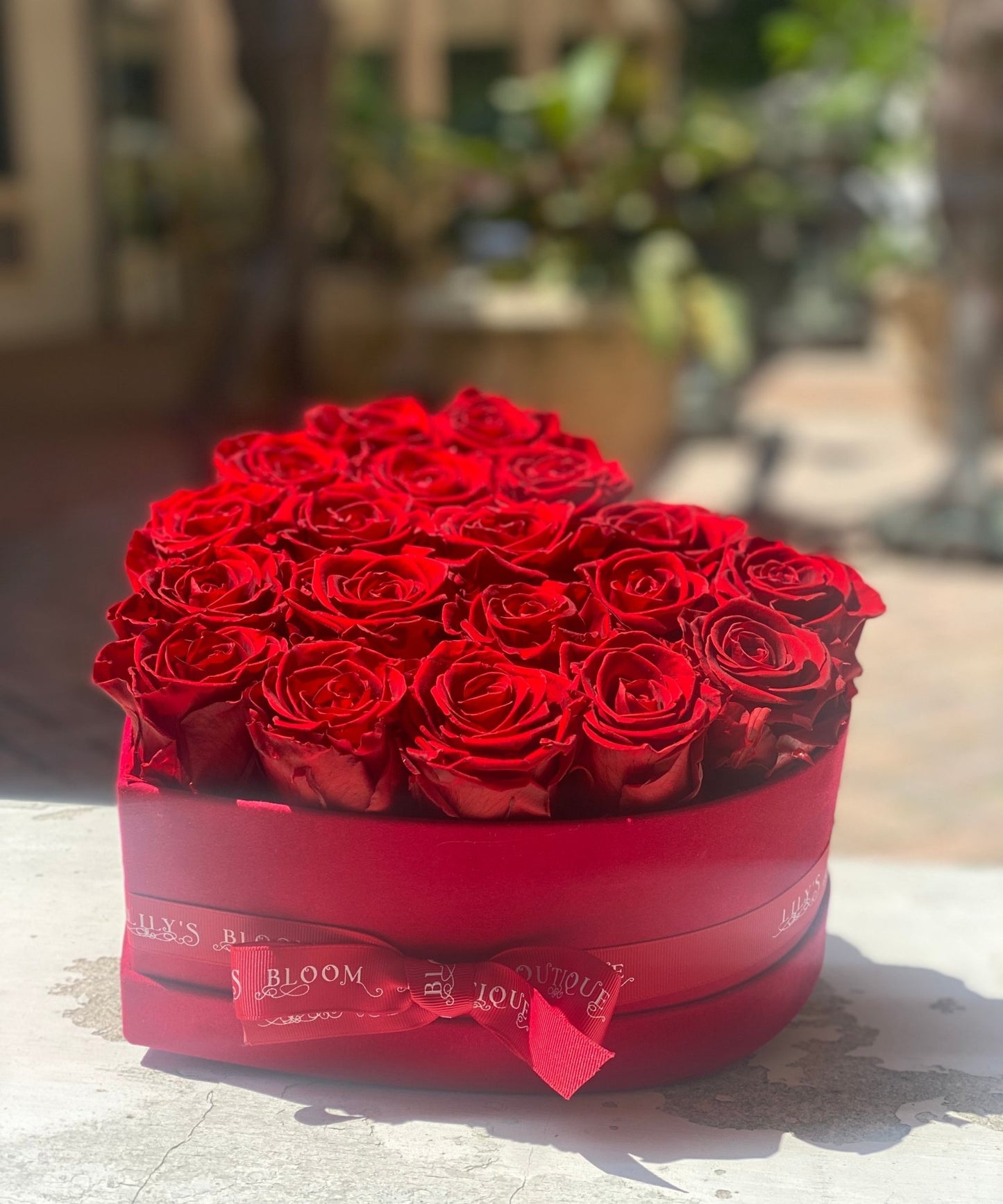 Red Roses Preserved Medium Heart Box - Lily's Bloom Boutique