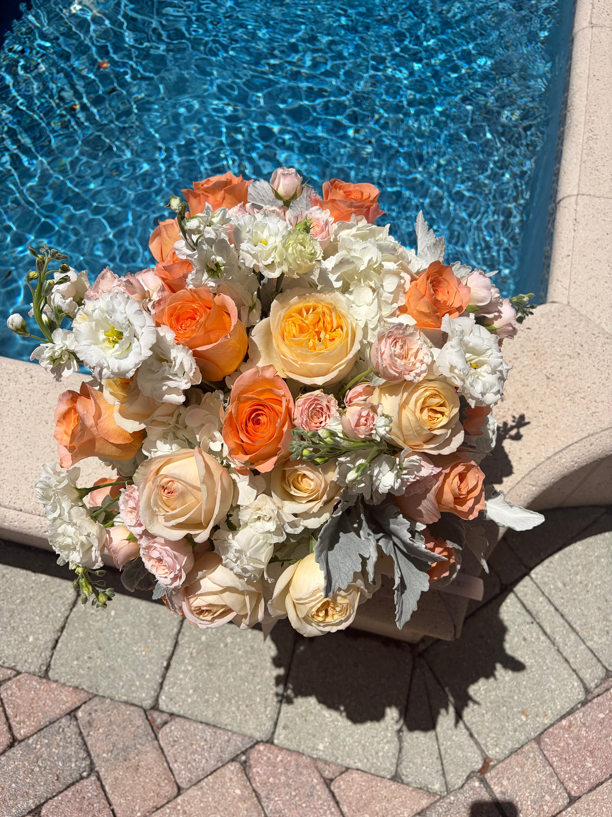 Harvest Sunset Vase - White and orange fall flowers