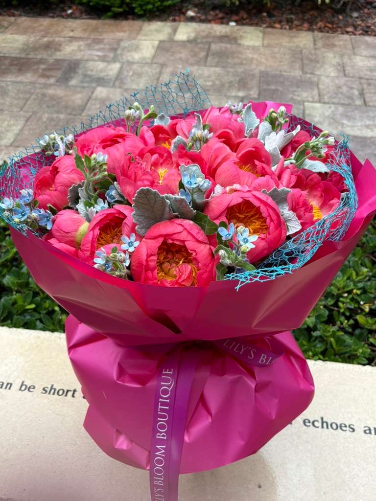 Coral Charm Fresh Peonies in Bloom