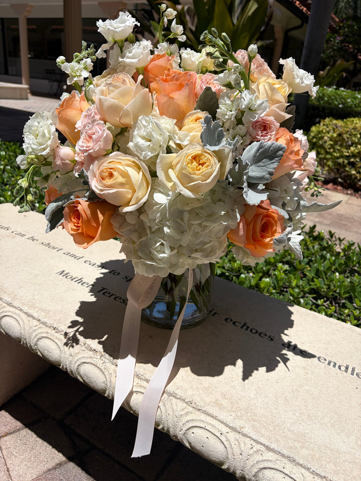 Harvest Sunset Vase - White and orange fall flowers
