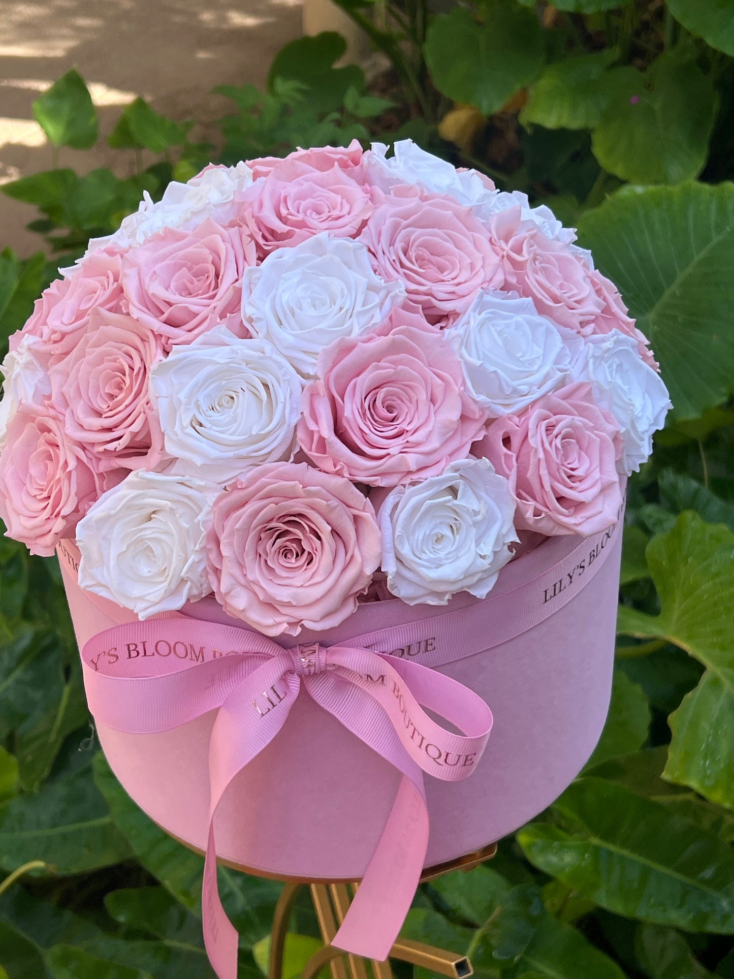 Blush Pink and White  Preserved Roses Large Box