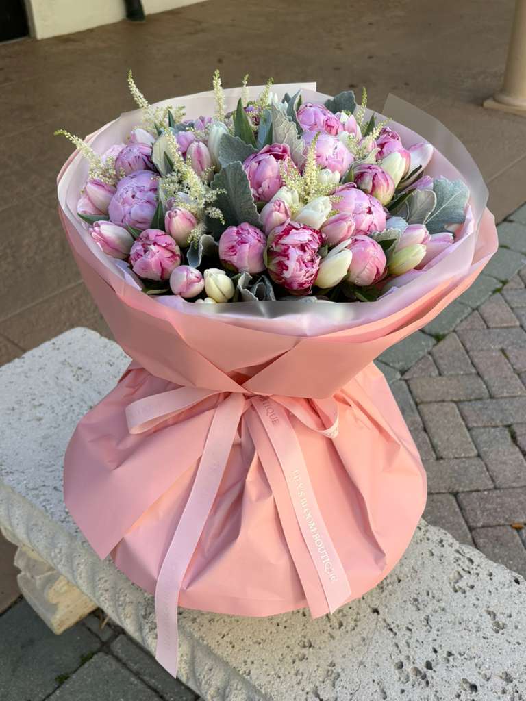Fresh garden peonies bouquet