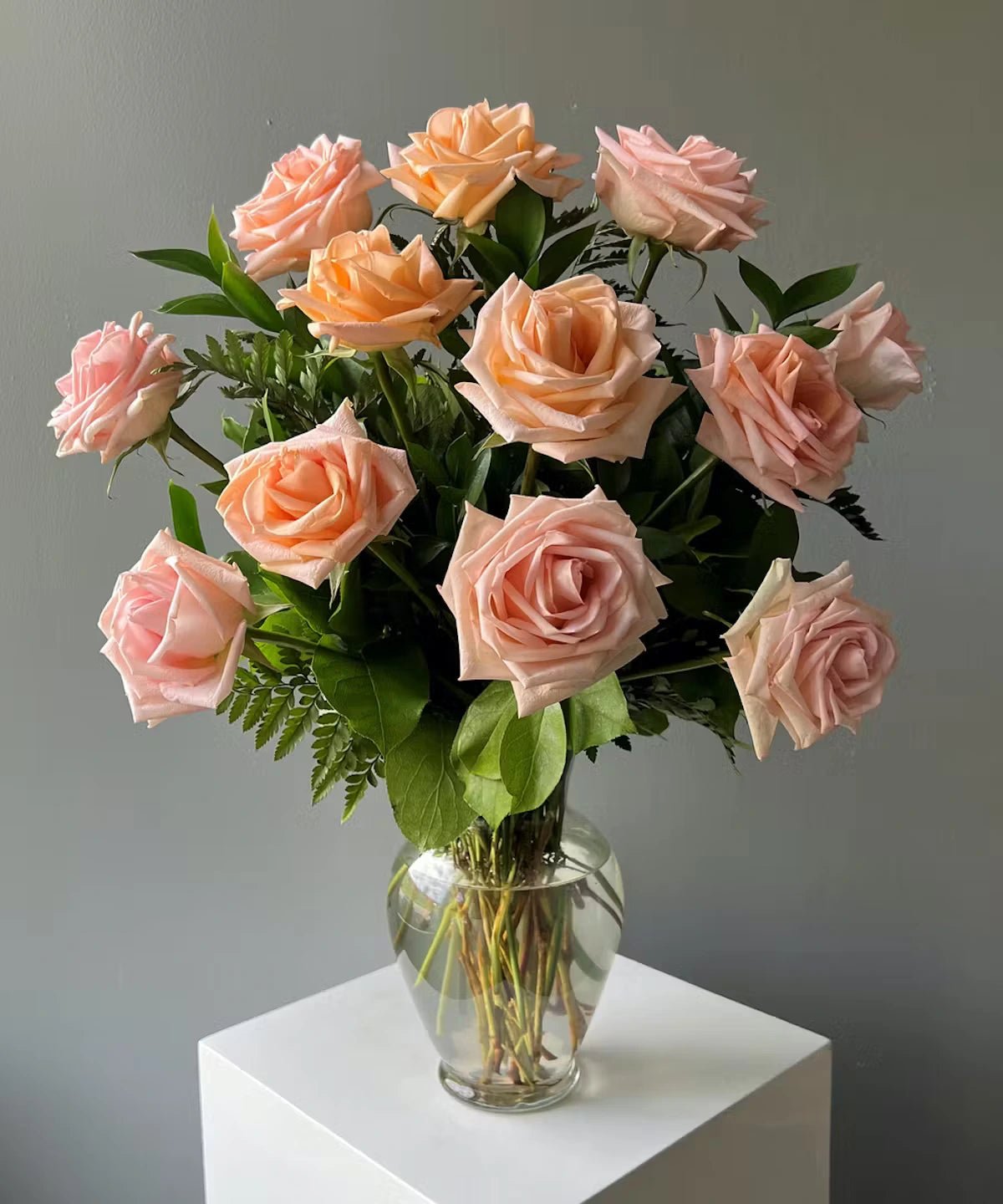 Peach Roses in a Vase - Lily's Bloom Boutique