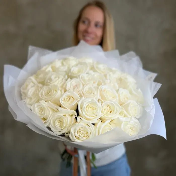 White Rose Bouquet - Lily's Bloom Boutique