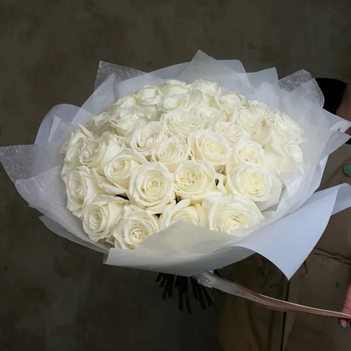 White Rose Bouquet - Lily's Bloom Boutique