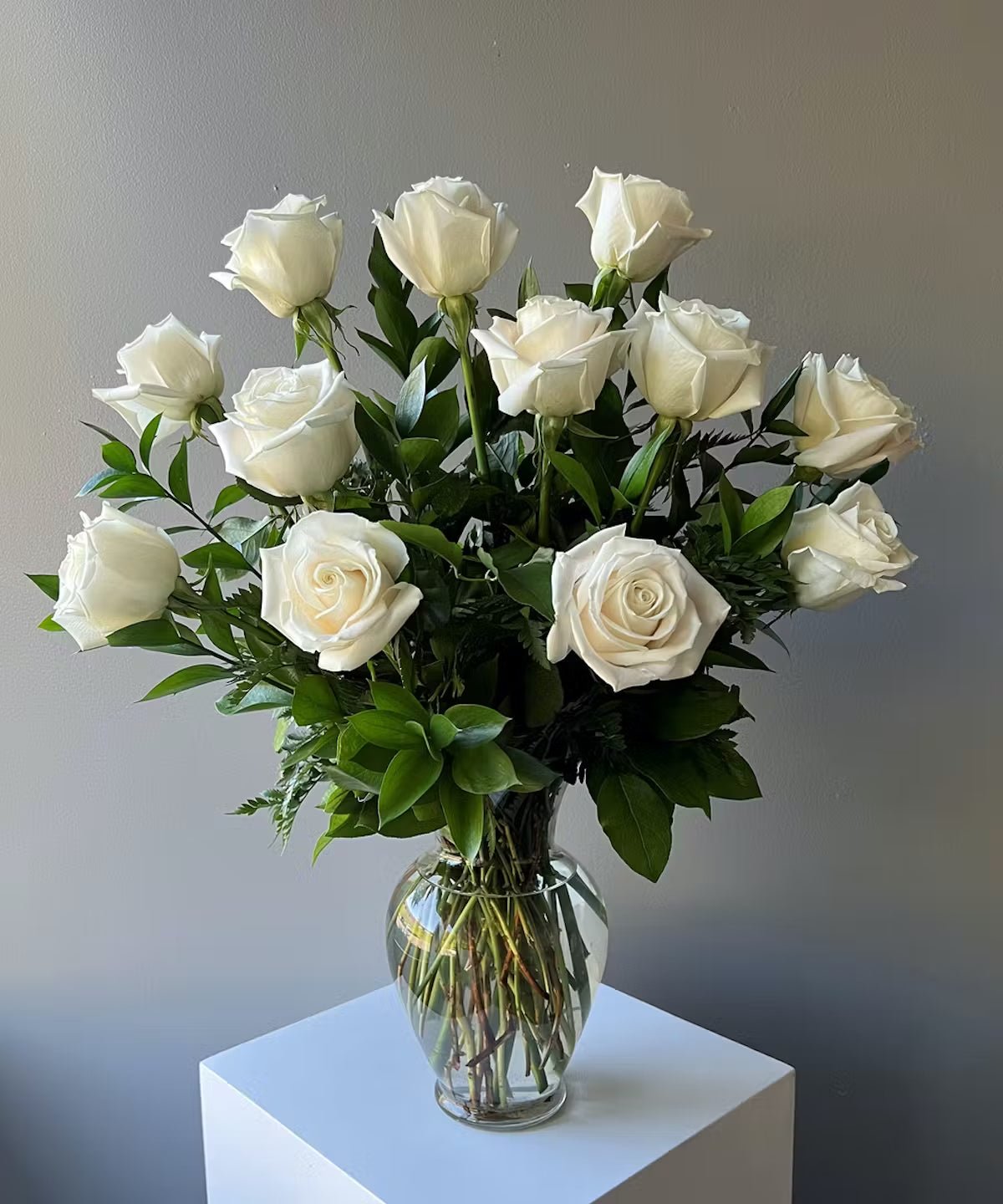 White Roses in a Vase - Lily's Bloom Boutique