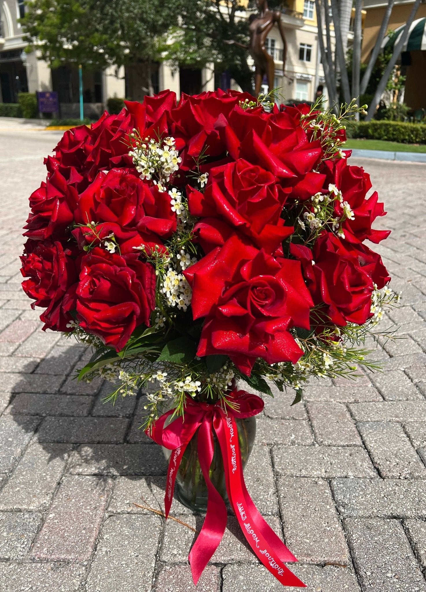 2 Dozen Red Roses in a Vase - Lily's Bloom Boutique