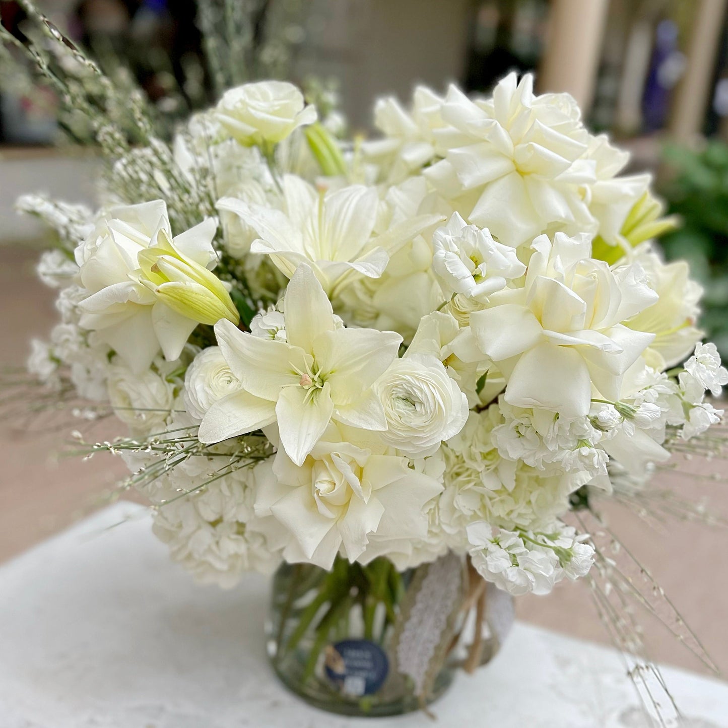 All white flower vase - Lily's Bloom Boutique