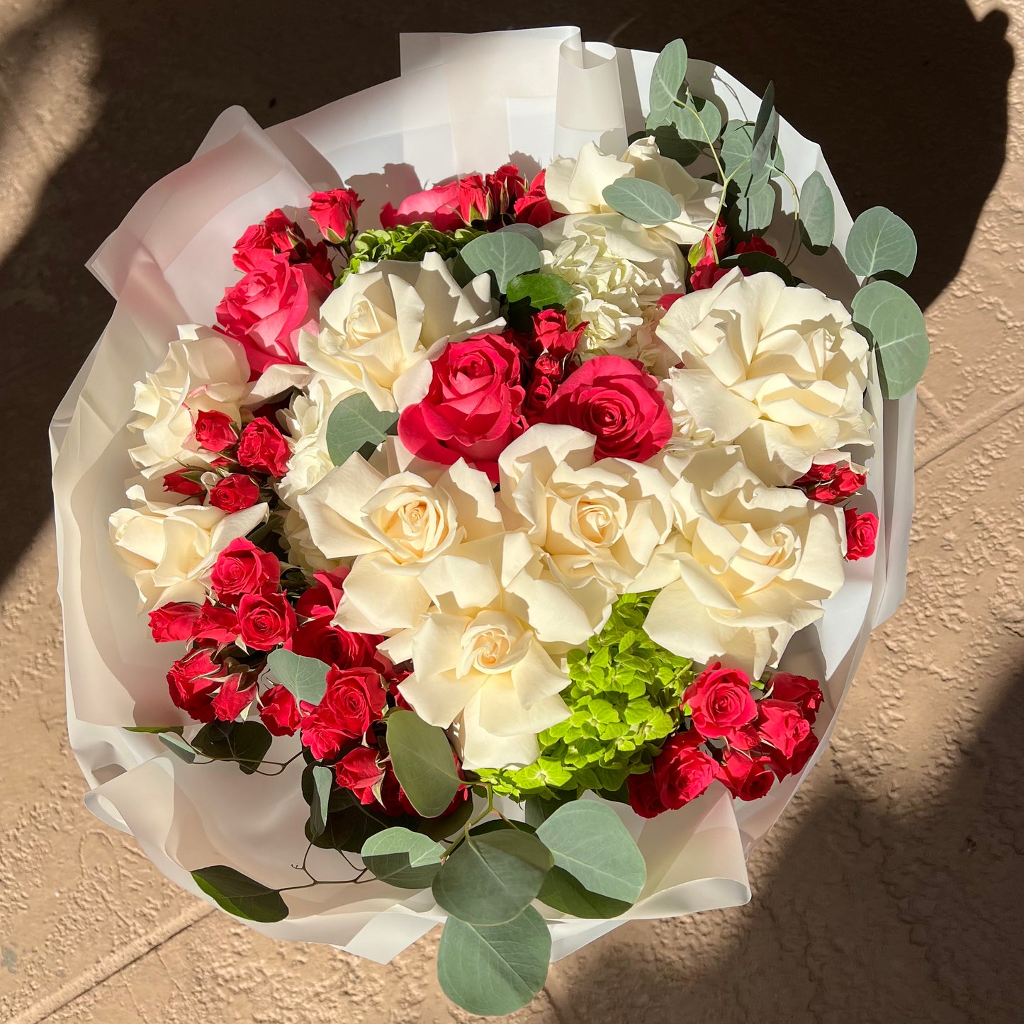 Vanilla Raspberry Bouquet on the floor