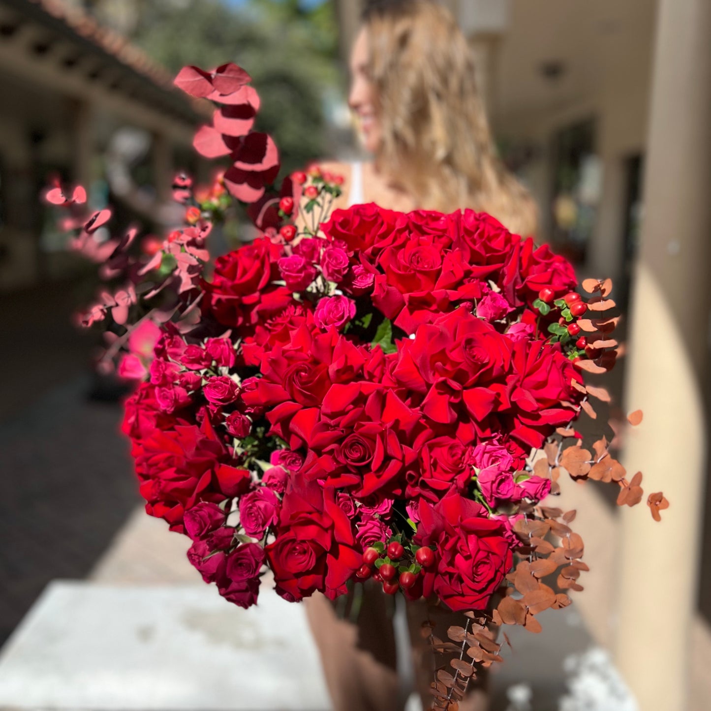 Portrait of Esmeralda Red Roses Bouquet by Lily's Bloom Boutique