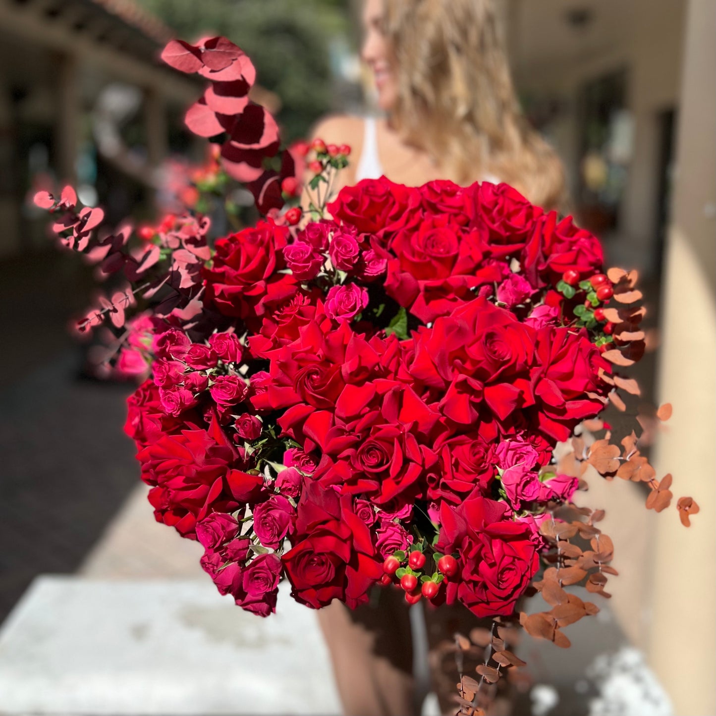 Portrait of Esmeralda Red Roses Bouquet