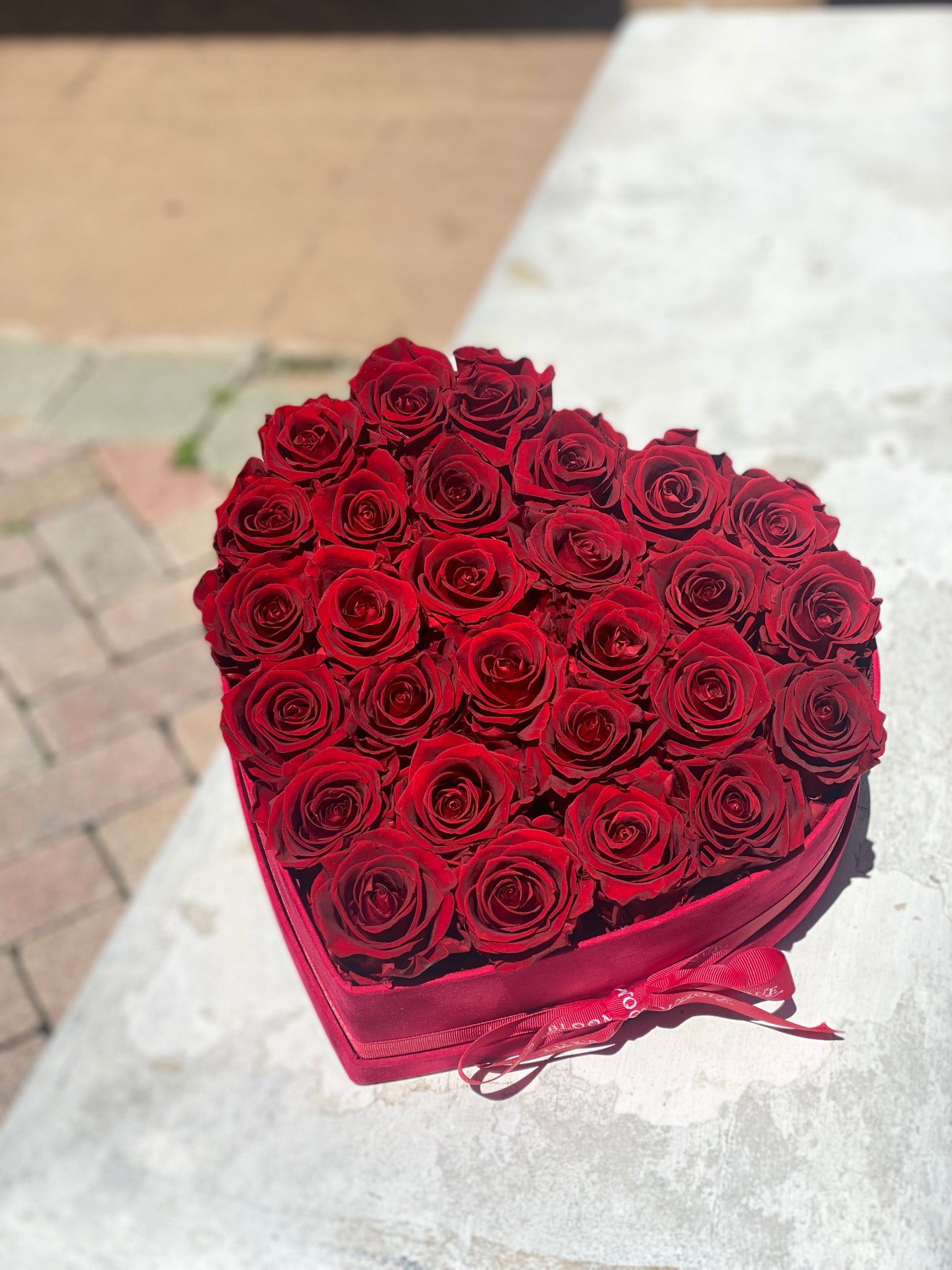 Red Roses Preserved Large Heart Box