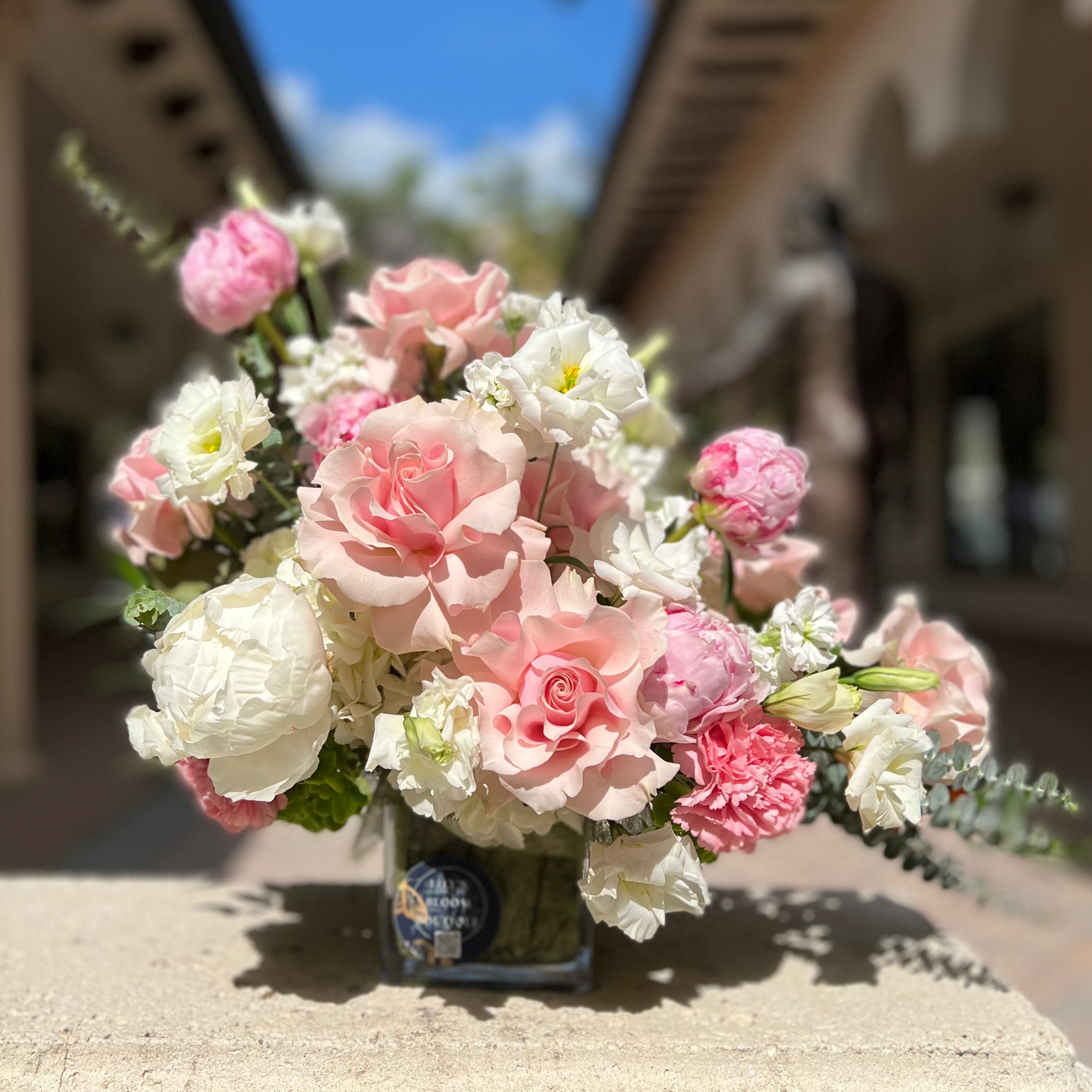 Pink Light Peonies Vase