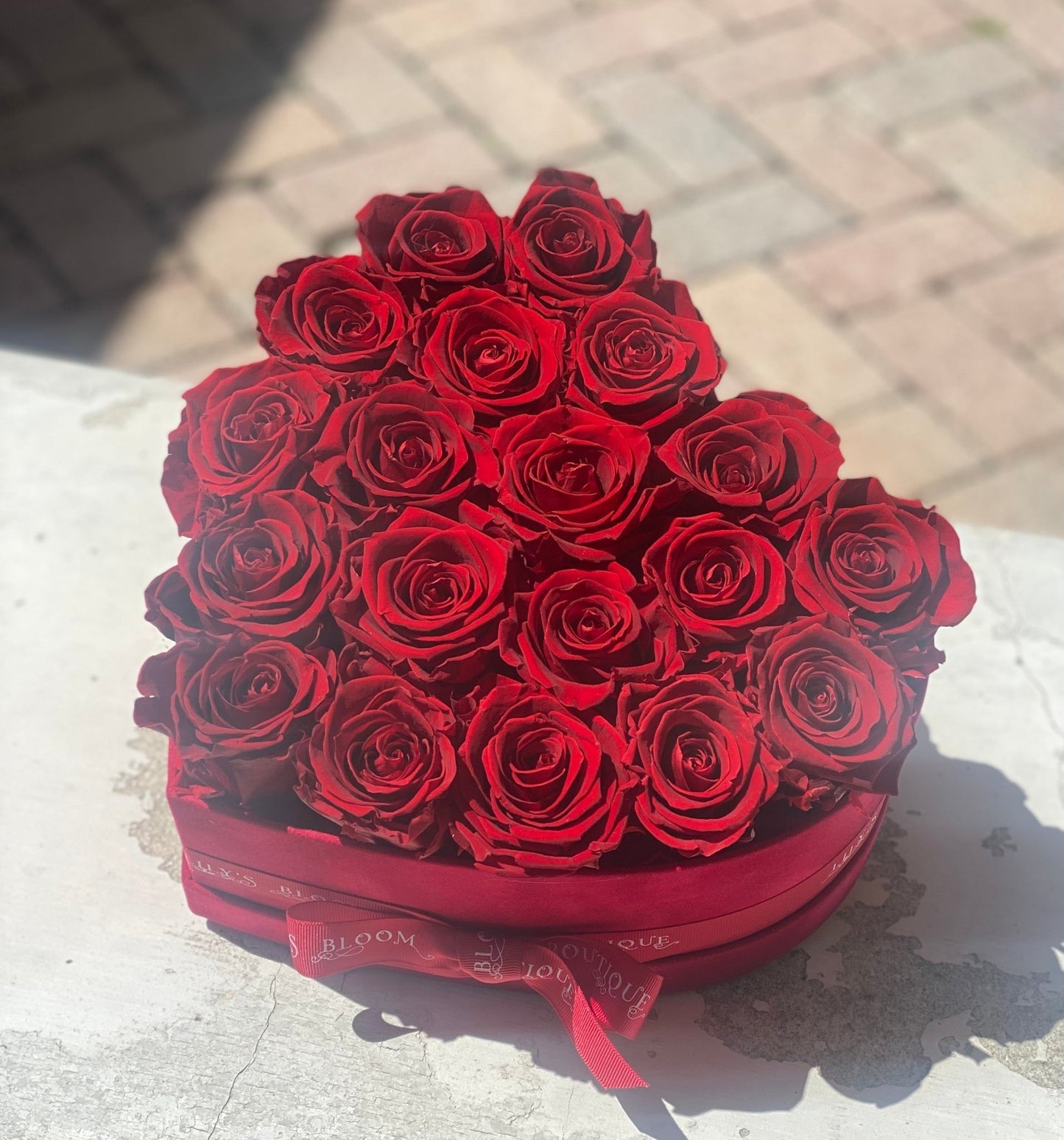 Red Roses Preserved Medium Heart Box - Lily's Bloom Boutique